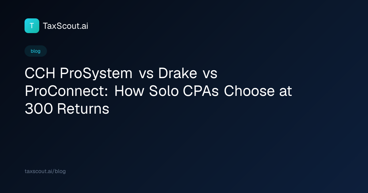 CCH ProSystem vs Drake vs ProConnect: How Solo CPAs Choose at 300 Returns
