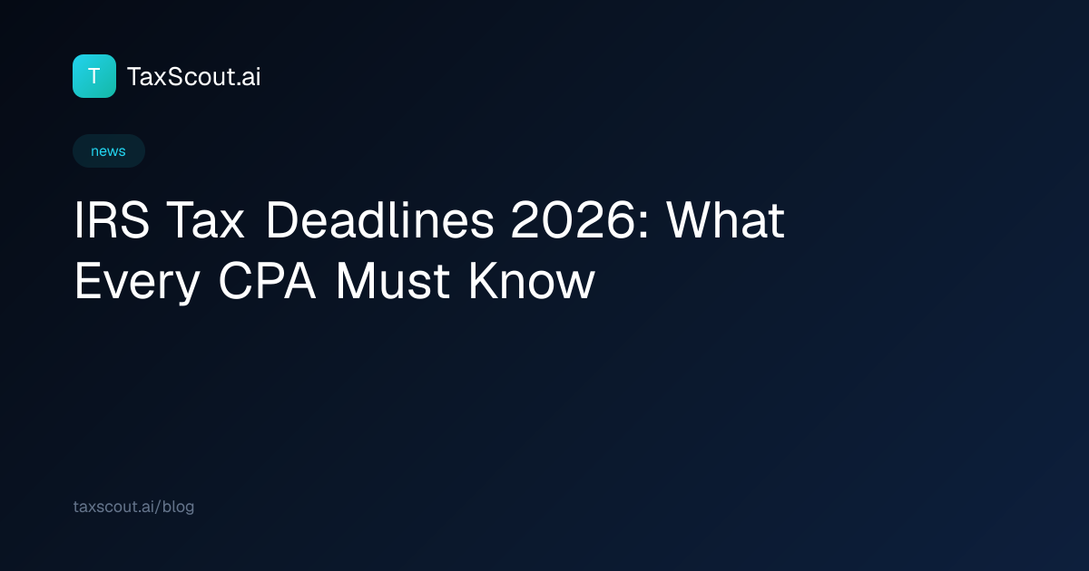 IRS Tax Deadlines 2026: What Every CPA Must Know